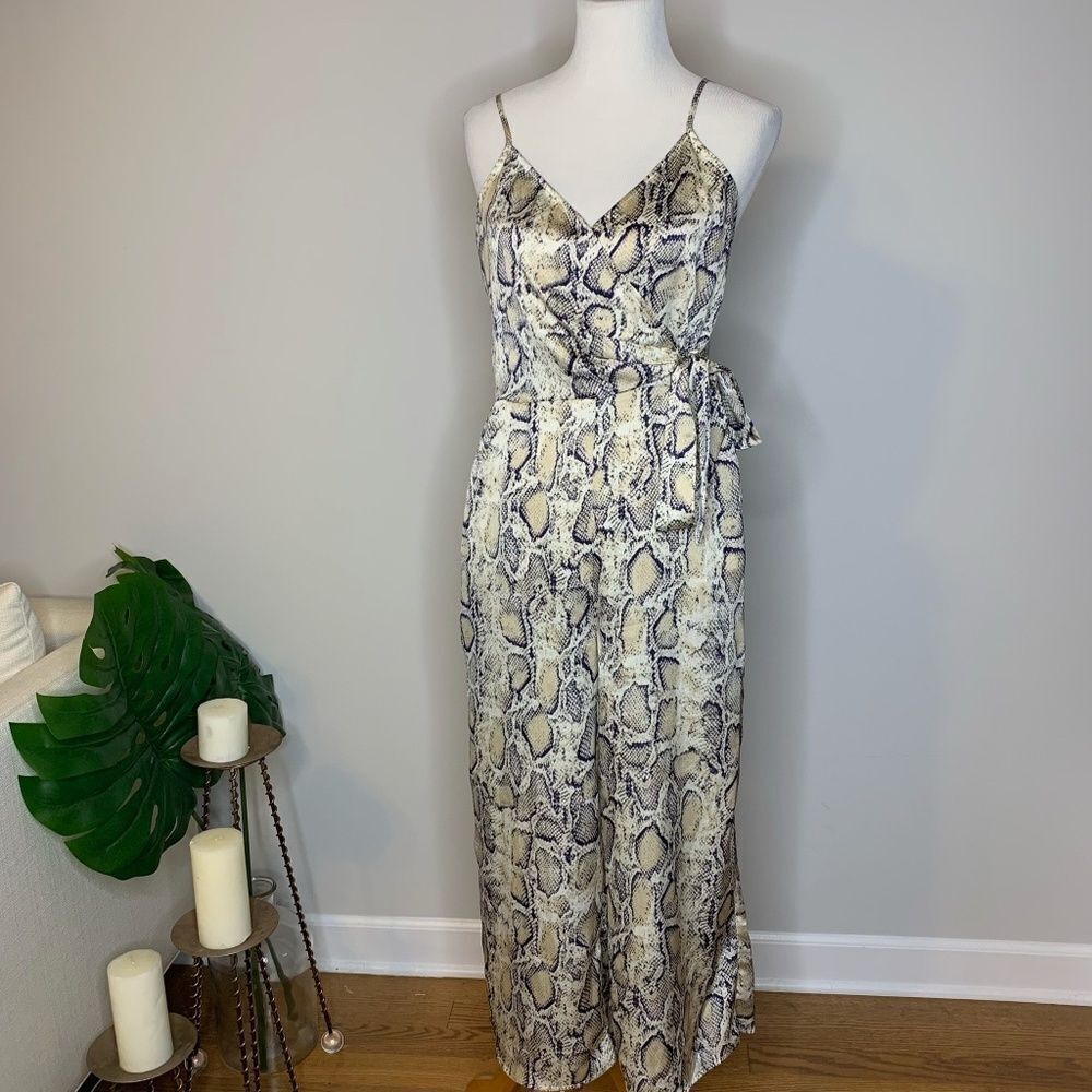 Promesa- Snake Skin Jumpsuit w/side Tie & Pockets